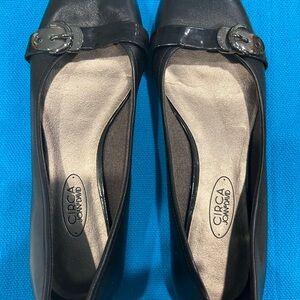 Joan & David CIRCA Black Flats with Buckle Detail